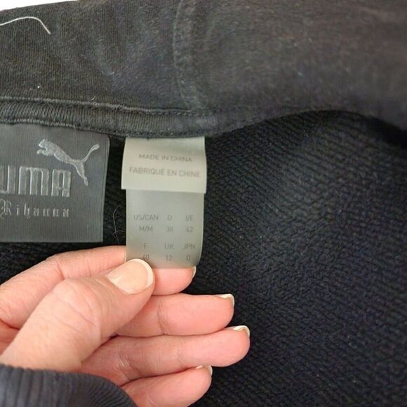 Fenty Puma By Rihanna Rising Sun Lace-Up Crop Hoodie Sweatshirt Womens L Black - Picture 9 of 12